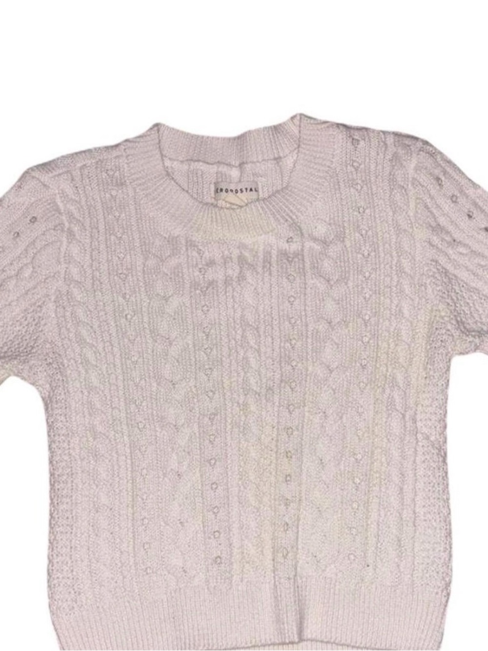 Aeropostale Light Pink Cable-Knit Short Sleeve Sweater